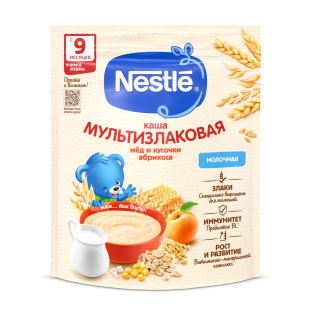 Nestlé® Молочная мультизлаковая каша с мёдом и кусочками абрикоса