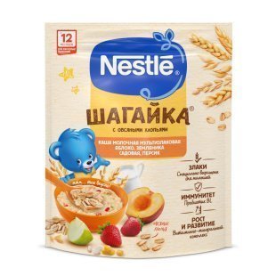 NESTLÉ® ШАГАЙКА® Каша молочная мультизлаковая яблоко, земляника садовая, персик