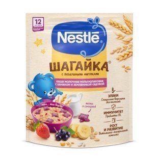 NESTLÉ® ШАГАЙКА® мультизлаковая с бананом и земляникой садовой