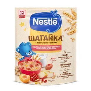 NESTLÉ® ШАГАЙКА® мультизлаковая с яблоком и кусочками абрикоса